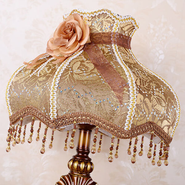 European Vintage Fabric Tassel Resin Court Table Lamp