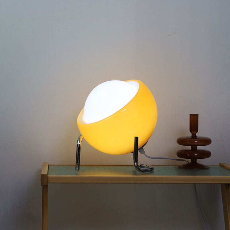 Nordic Contemporary Planet Orange Glass and Iron Table Lamp