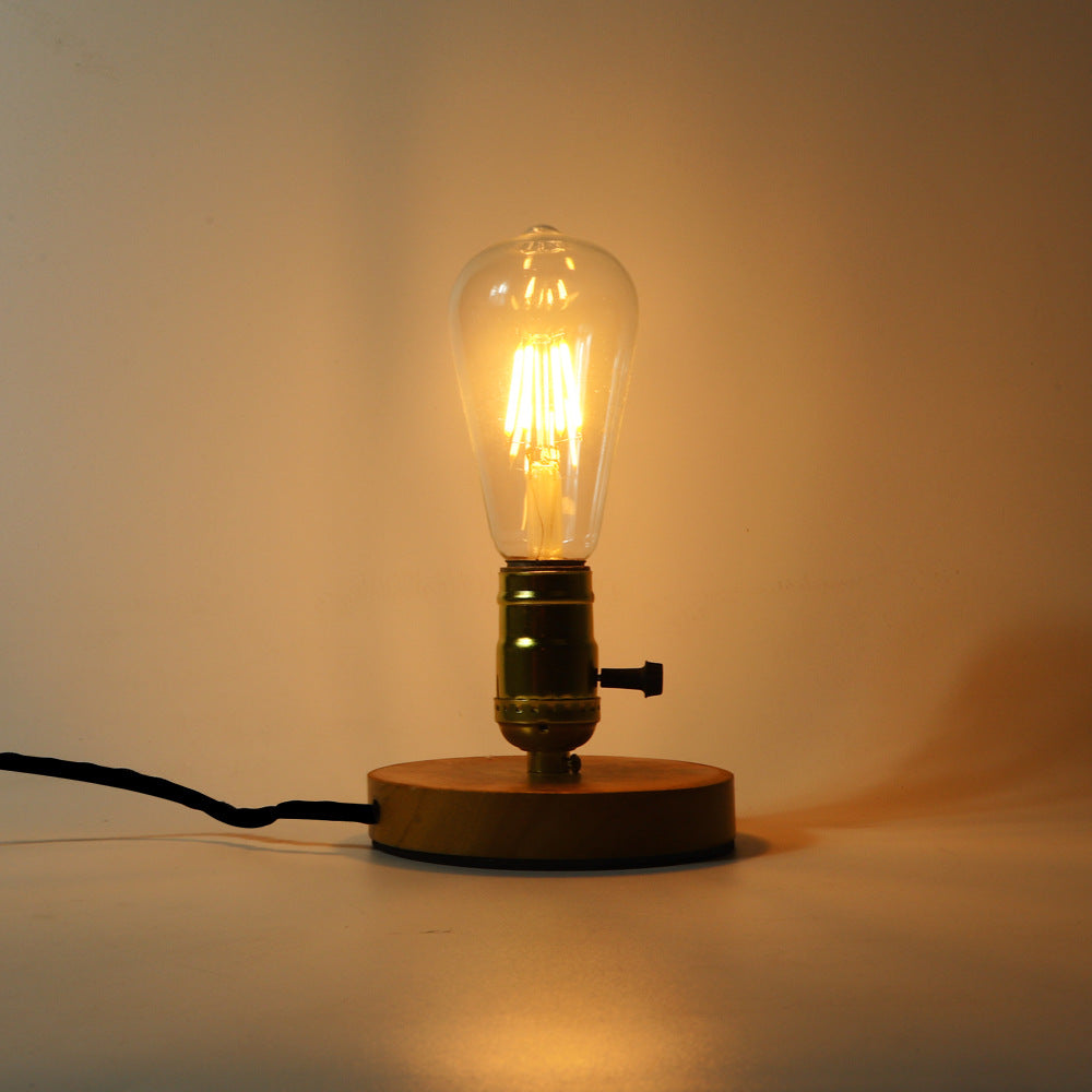 Traditional Vintage Glass Solid Wood Base 1-Light Table Lamp