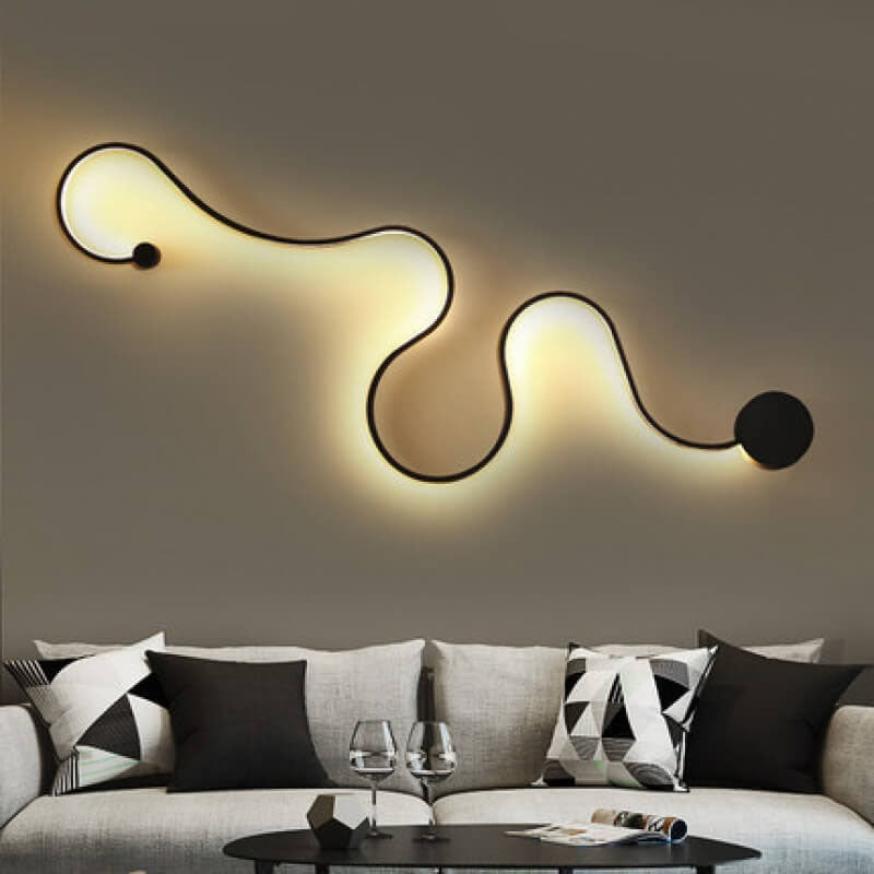 Modern Long Aluminum Snake Shaped Curved Wall Sconce