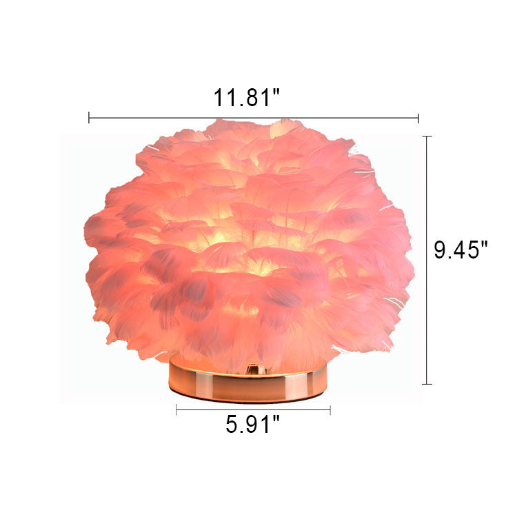 Modern Feather 1-Light Ball-Shaped Table Lamps Table Lamp