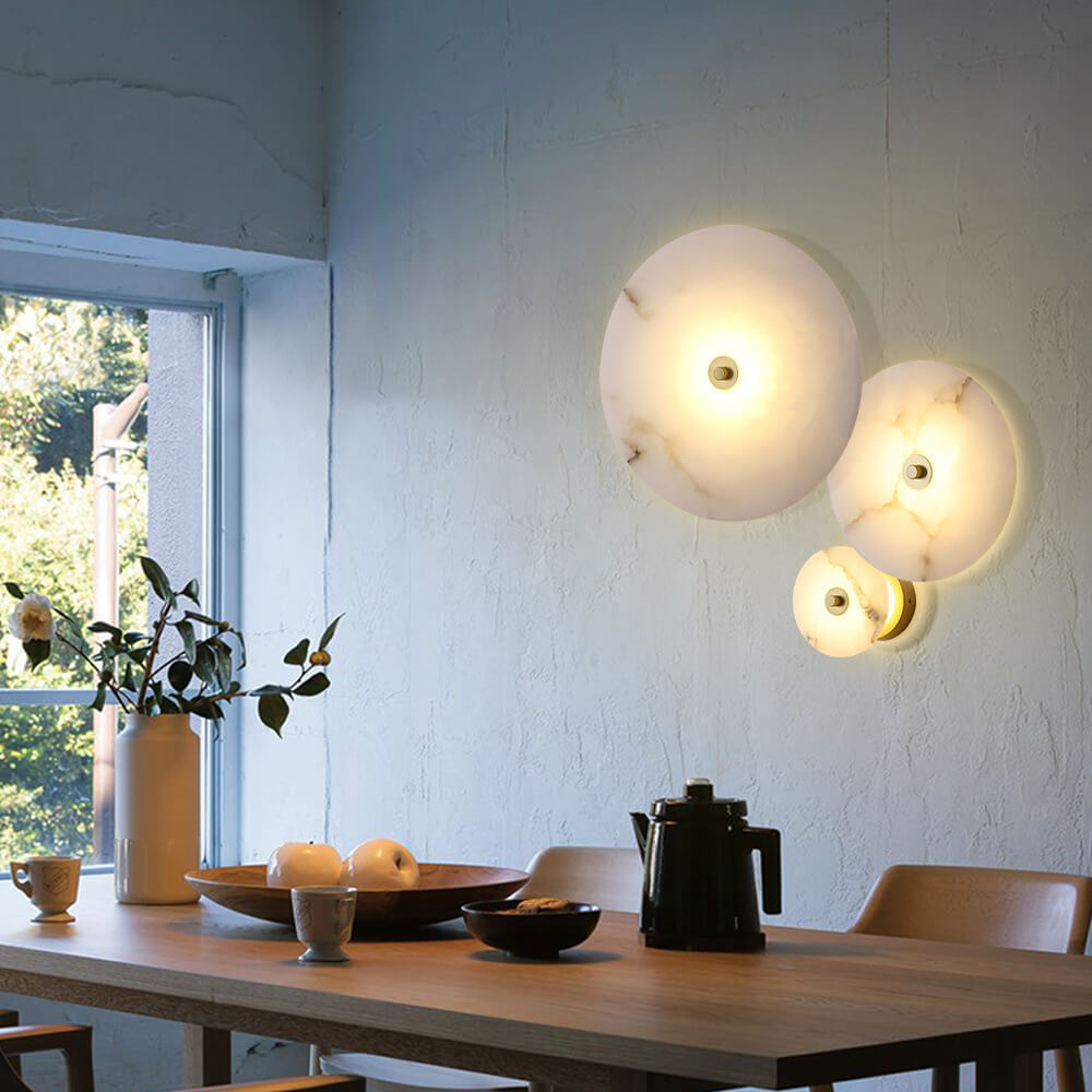 Contemporary Luxury Round Marble Iron LED Wall Sconce