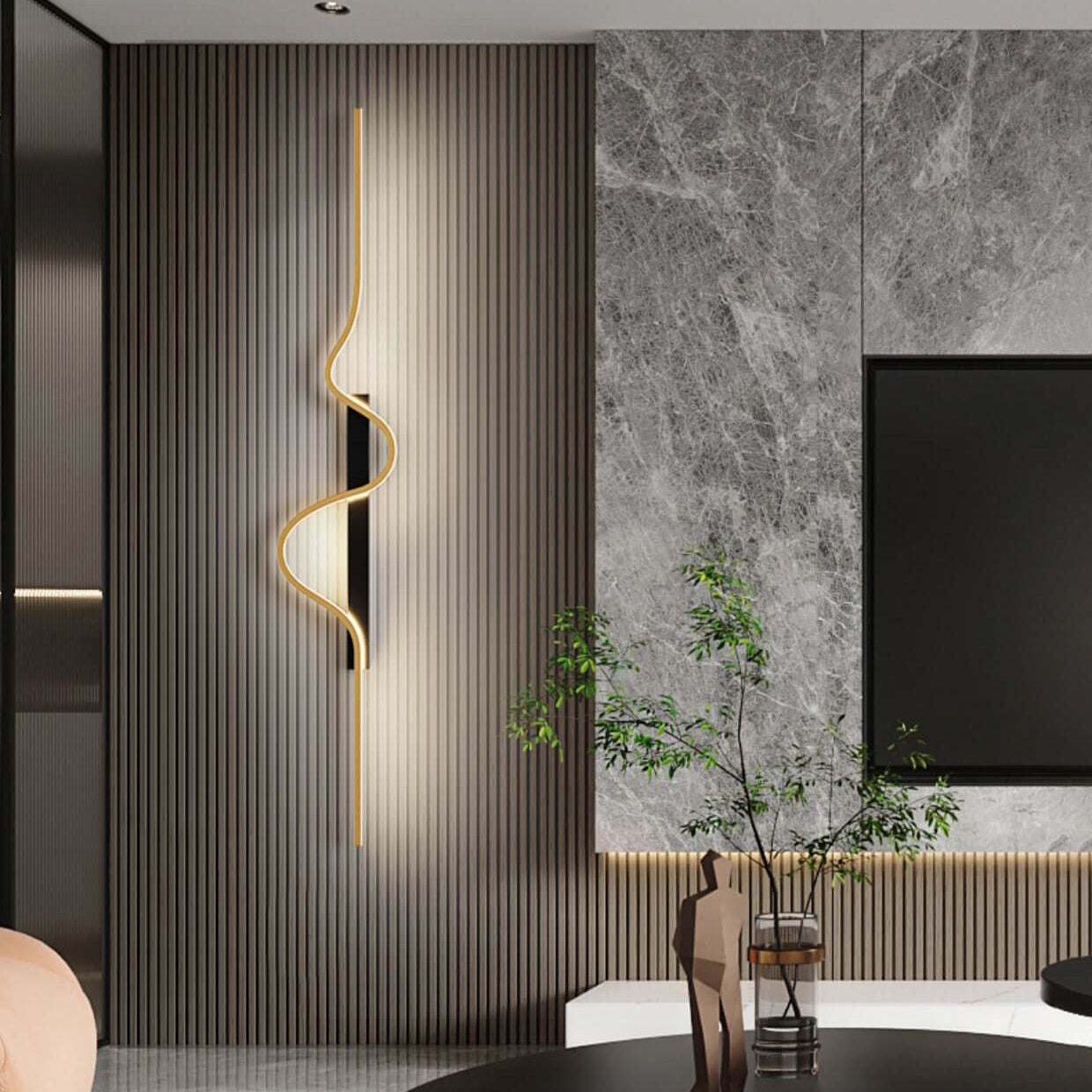 Modern Minimalist Long Wave Design Aluminum LED Wall Sconce