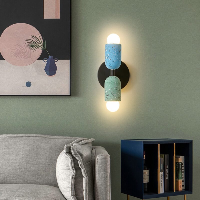 Modern Japanese Wabi-Sabi Iron Cement 2-Light Wall Sconce