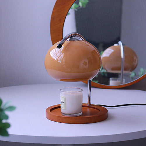Vintage Glass Dome Solid Wood Base 1-Light Table Lamp