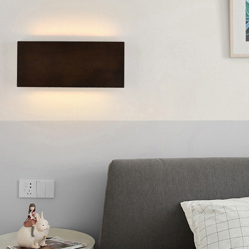 Japanese Wabi-Sabi Log Wood Rectangular LED Wall Sconce