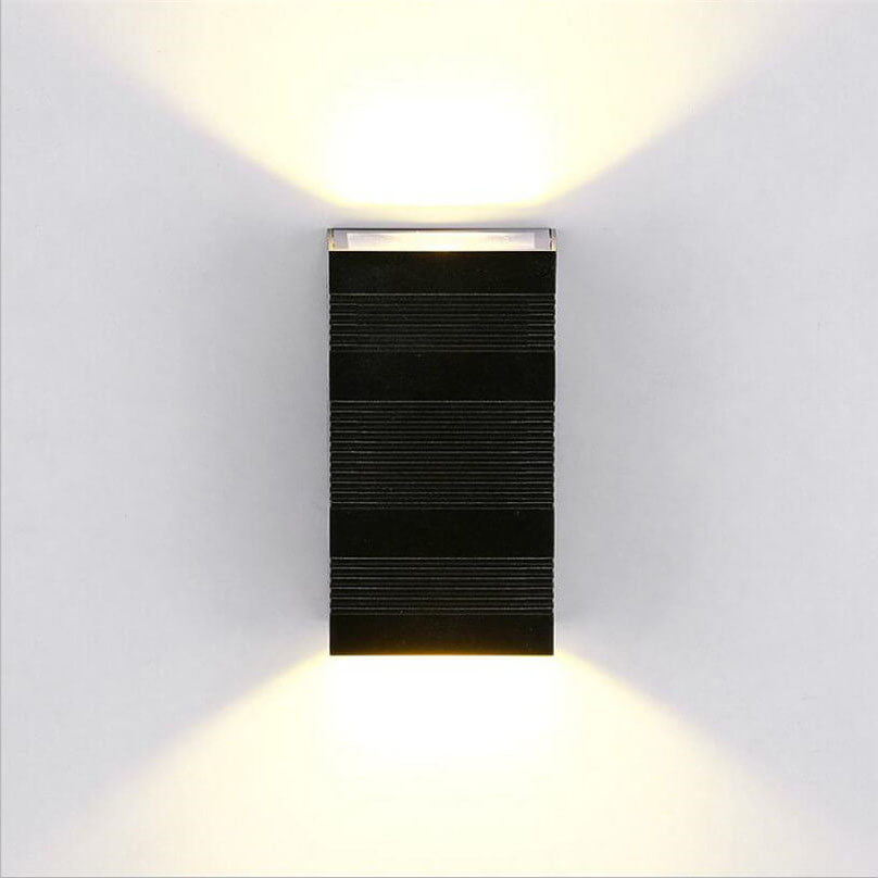 Modern Pure Black Rectangular Waterproof Aluminum LED Wall Sconce