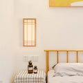Traditional Japanese Rectangle Solid Wood LED Wall Sconce