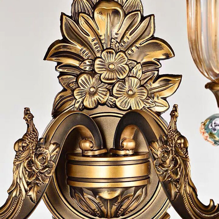 Traditional European Resin Zinc Alloy Glass Wall Sconce