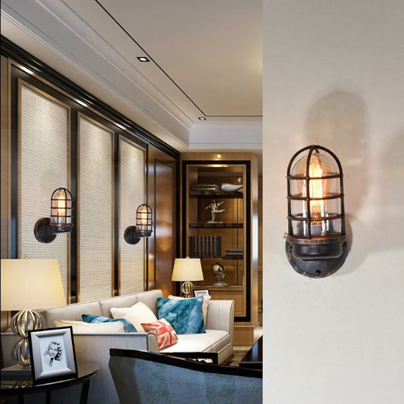 Contemporary Industrial Aluminum Round Cage Wall Sconce