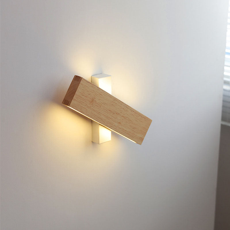 Japanese Minimalist Log Rectangular Flat Wall Sconce