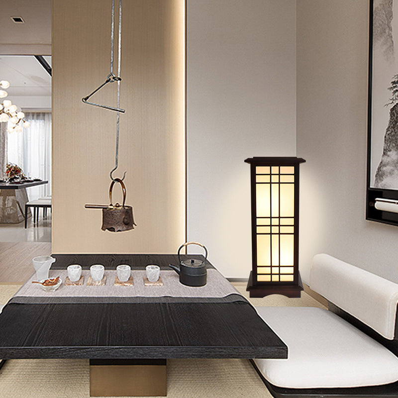 Traditional Chinese Walnut Arc Floor Lamp