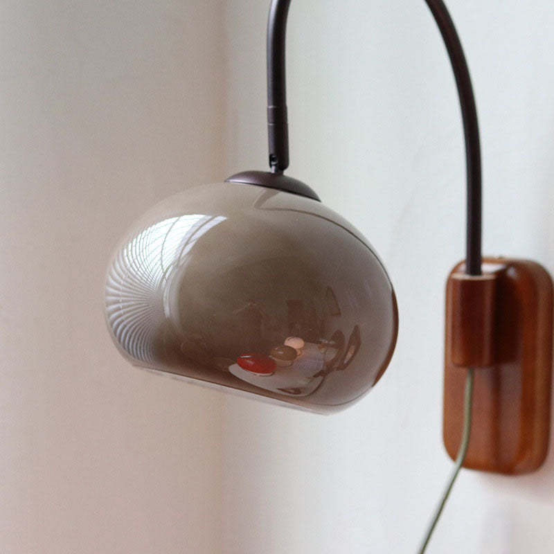 European Minimal Glass Solid Wood 1-Light Wall Sconce