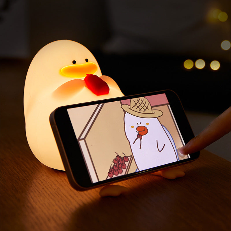 Creative Cartoon Silicone Duck Pat LED Night Table Lamp