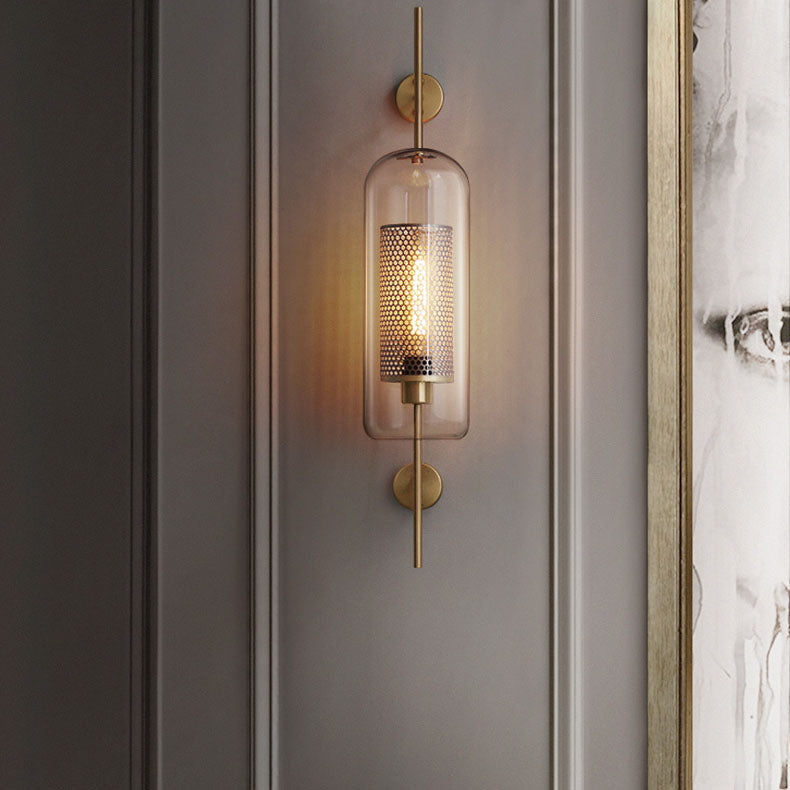 Contemporary Industrial Cylinder Glass Shade Wall Sconce