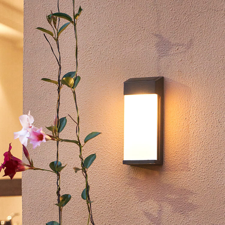 Solar Powered Frosted Glass Square Outdoor Wall Sconce