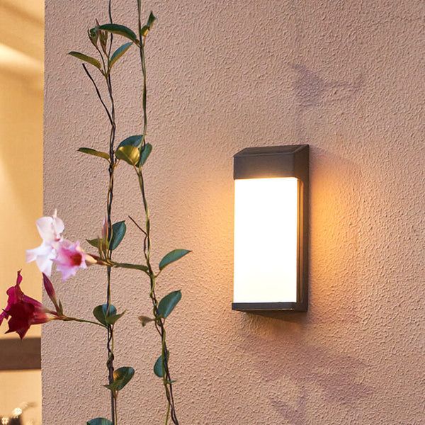 Solar Powered Frosted Glass Square Outdoor Wall Sconce