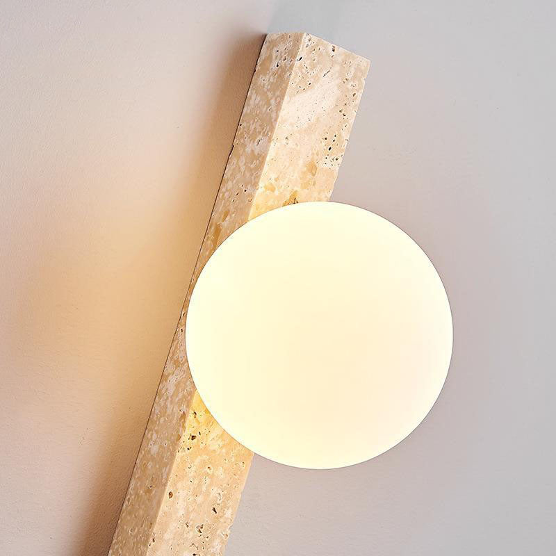 Traditional Japanese Long Strip Yellow Travertine Wall Sconce
