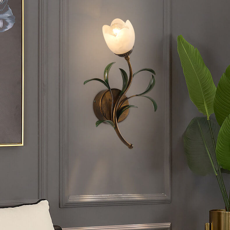 Modern Minimalist Art Glass Flower 1/2-Light Wall Sconce