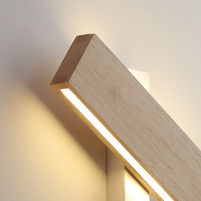 Japanese Minimalist Log Rectangular Flat Wall Sconce