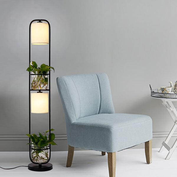 Contemporary Black 2-Light Floor Lamp