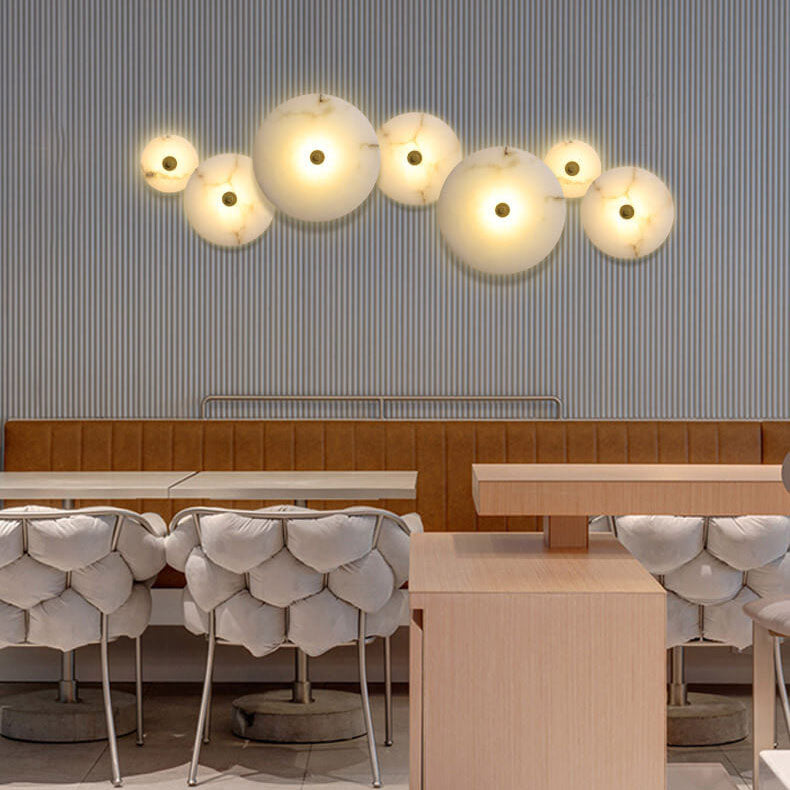 Contemporary Luxury Round Marble Iron LED Wall Sconce