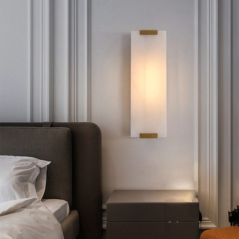 Nordic Light Luxury Copper Marble Strip Design Wall Sconce