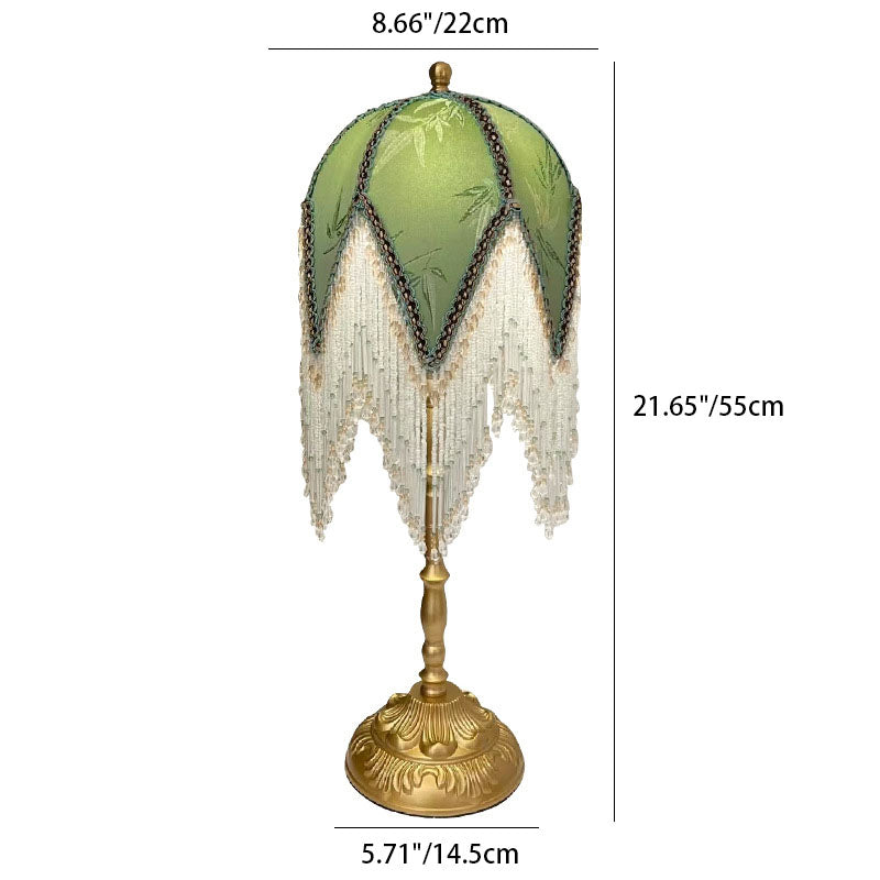 Traditional French Tassel Leaf Iron Fabric Table Lamp