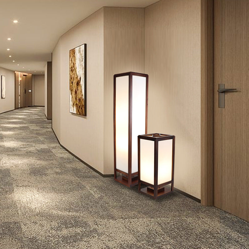 Traditional Chinese Walnut Arc Floor Lamp