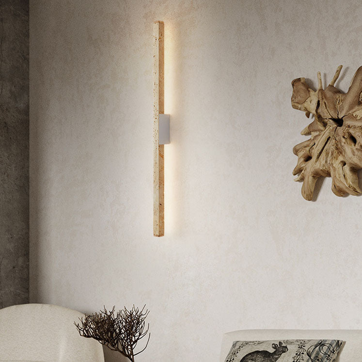 Japanese Wabi-Sabi Travertine Long Strip LED Wall Sconce