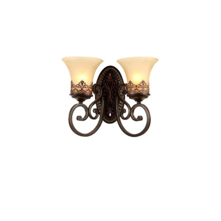 Traditional Vintage Round Glass Iron 1/2 Light Wall Sconce