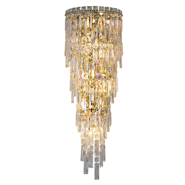 Contemporary Luxury Crystal Tassel Half Post Wall Sconce