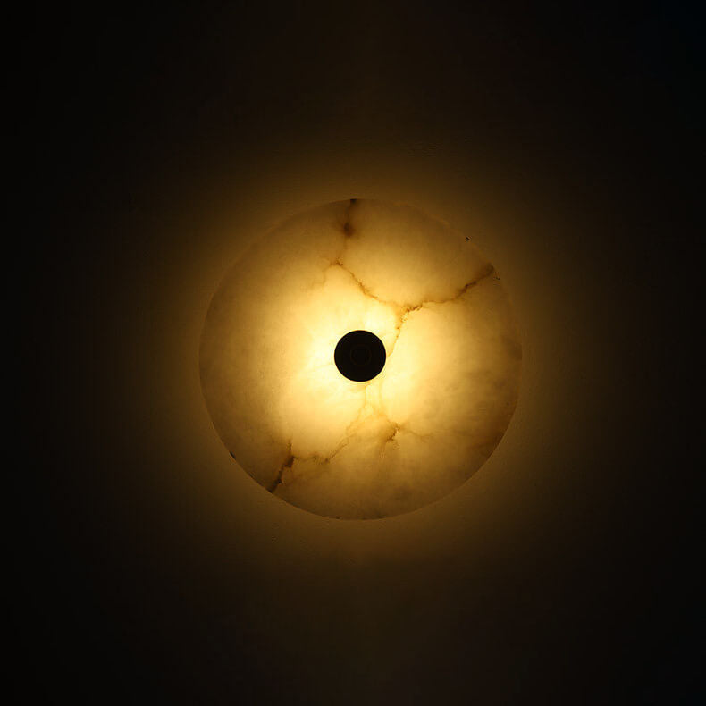 Contemporary Luxury Round Marble Iron LED Wall Sconce