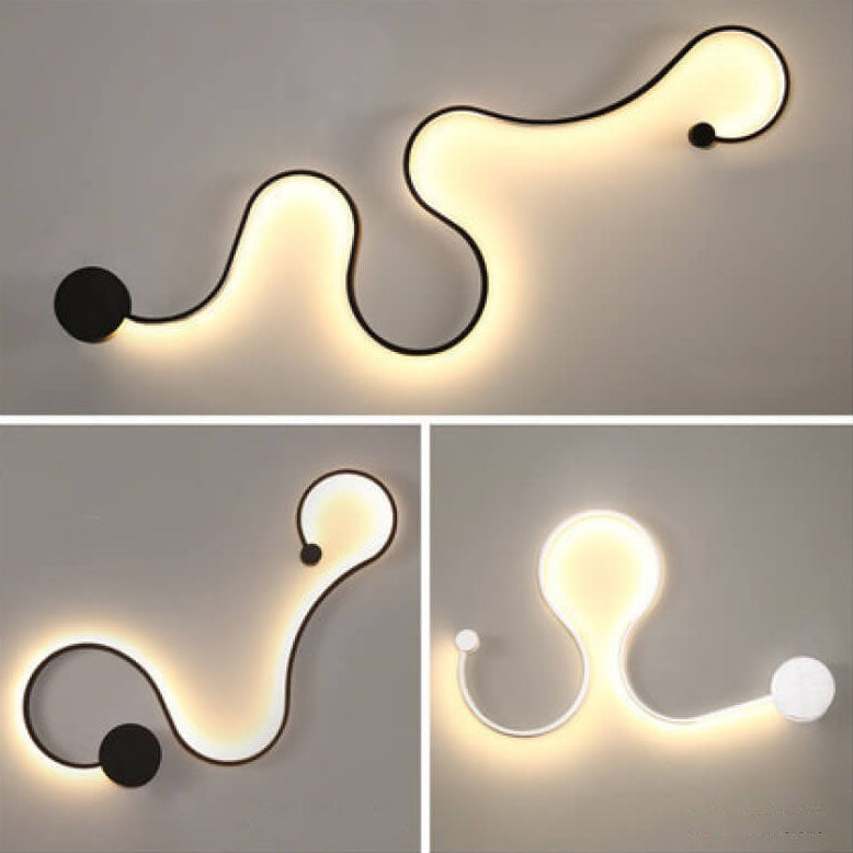 Modern Long Aluminum Snake Shaped Curved Wall Sconce