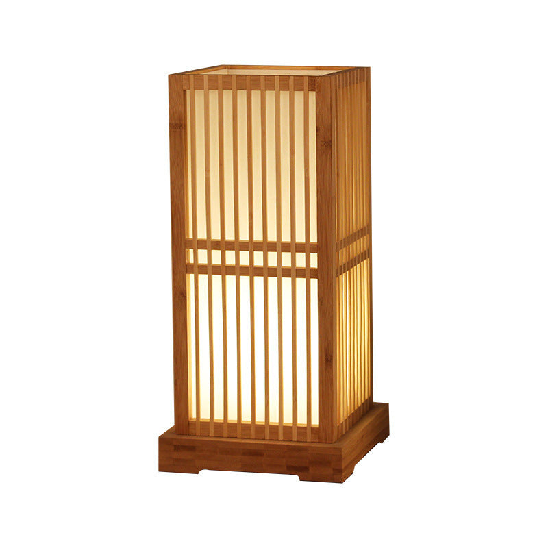 Traditional Japanese Square Bamboo Column 1-Light Table Lamp