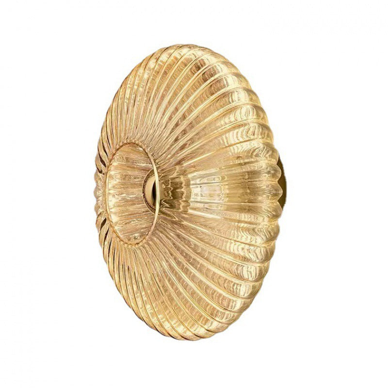 Contemporary Nordic Iron Striped Glass Round Wall Sconce