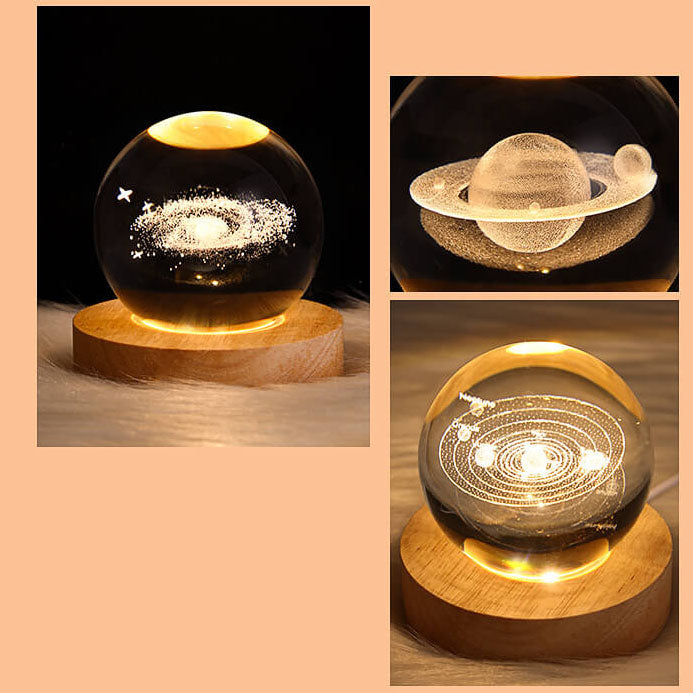 Creative Star System Crystal Ball USB LED Night Table Lamp