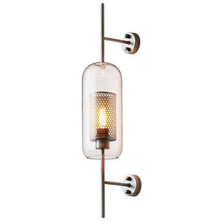 Contemporary Industrial Cylinder Glass Shade Wall Sconce