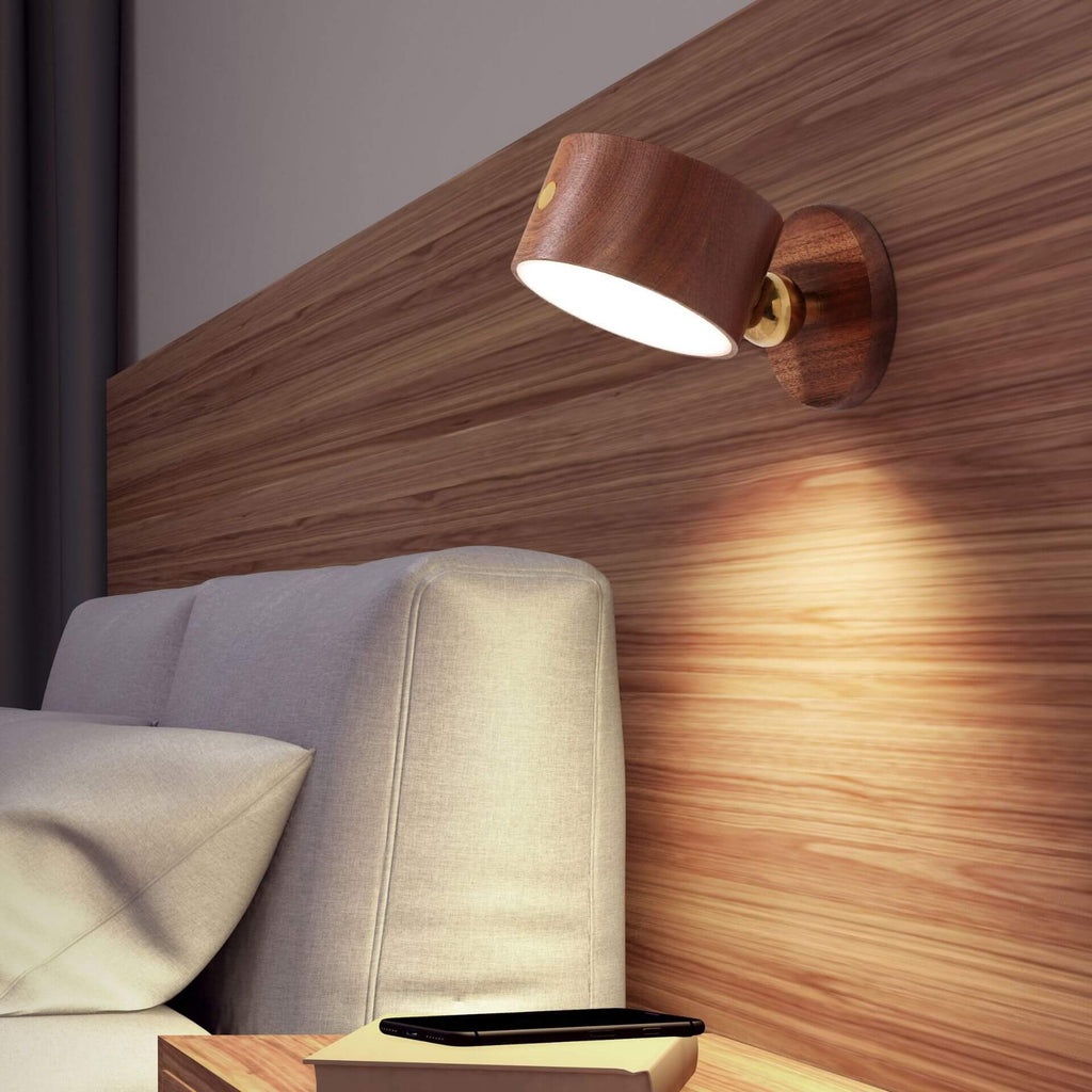 Simple Wooden USB Rechargeable Touch Magnetic Wall Sconce