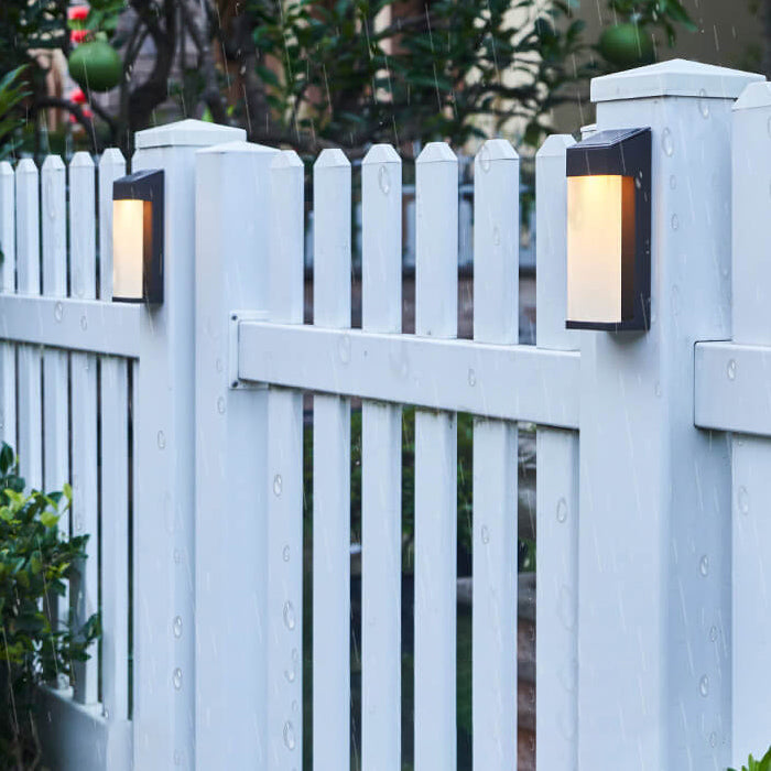 Solar Powered Frosted Glass Square Outdoor Wall Sconce