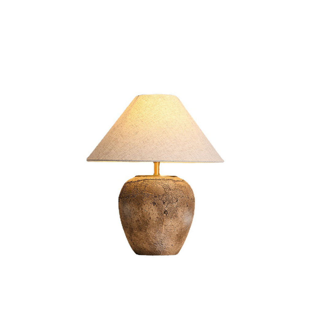 Modern Shabby Chic Cone Fabric Ceramic Jar Table Lamp