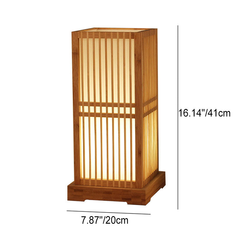Traditional Japanese Square Bamboo Column 1-Light Table Lamp