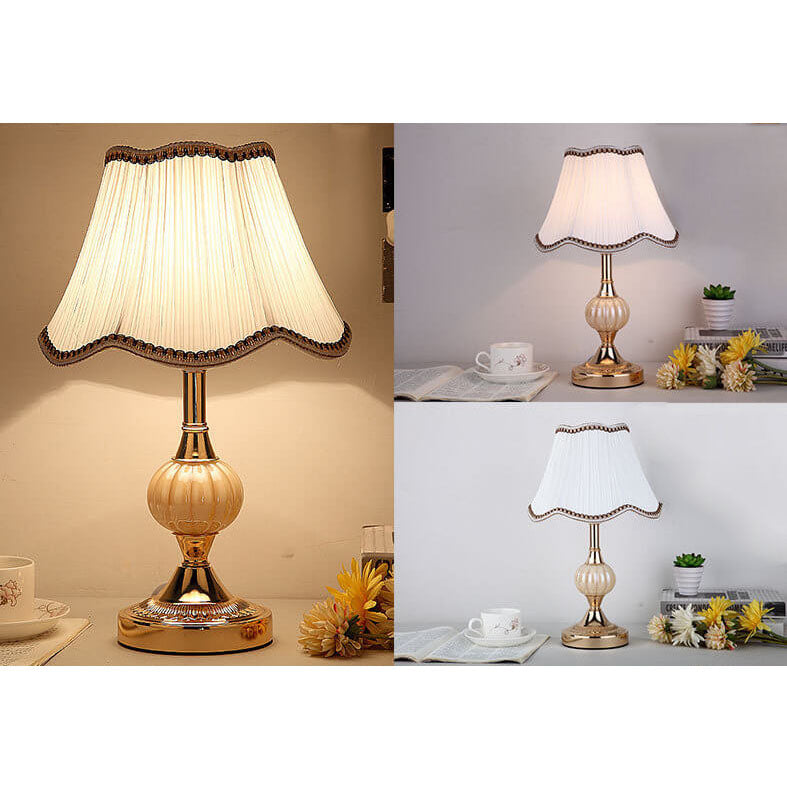 Nordic Vintage Floral Glass & Fabric 1-Light Table Lamp
