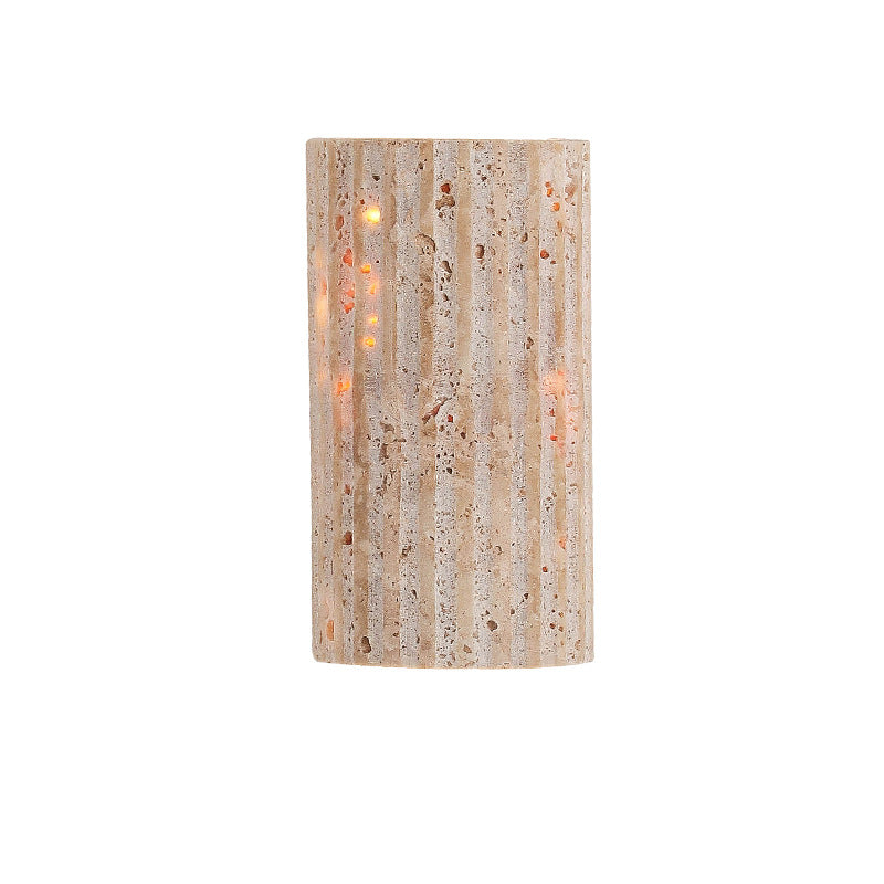 Traditional Japanese Beige Travertine LED Wall Sconce