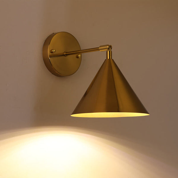 Contemporary Industrial Iron Plated Brass Cone Wall Sconce
