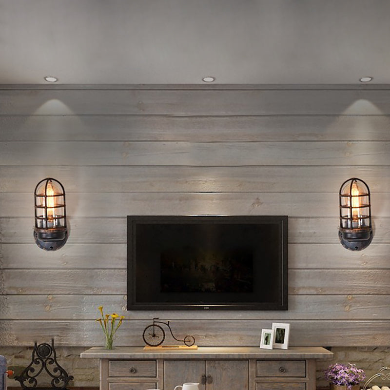 Contemporary Industrial Aluminum Round Cage Wall Sconce