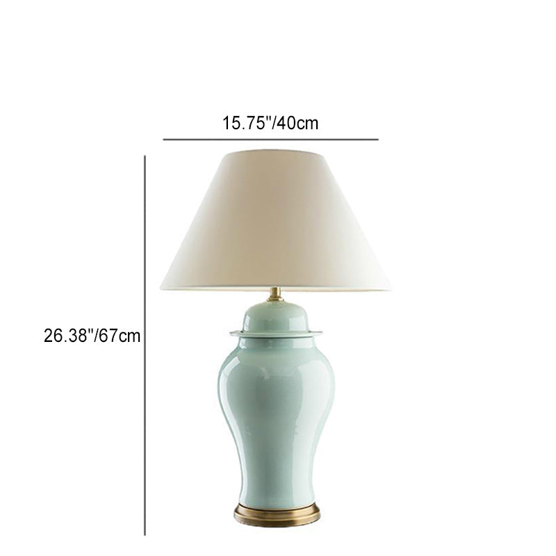 Traditional Rustic Ceramic Fabric Conic Vase Table Lamp