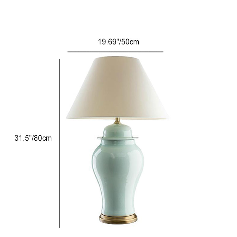 Traditional Rustic Ceramic Fabric Conic Vase Table Lamp