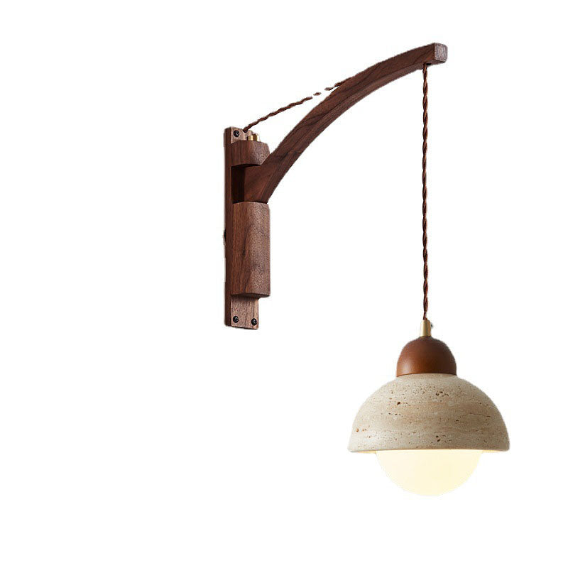 Japanese Wabi-Sabi Solid Wood Glass Horn Wall Sconce