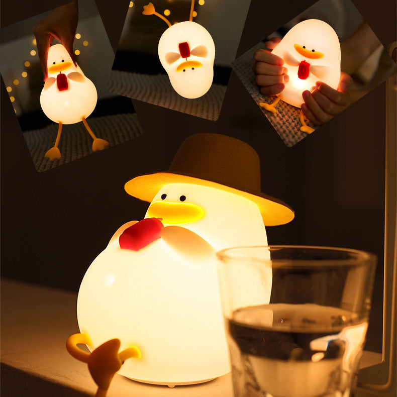 Creative Cartoon Silicone Duck Pat LED Night Table Lamp